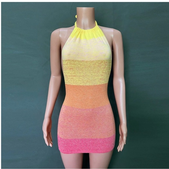 Ombré knit sunset halter mini dress - Picture 1 of 6